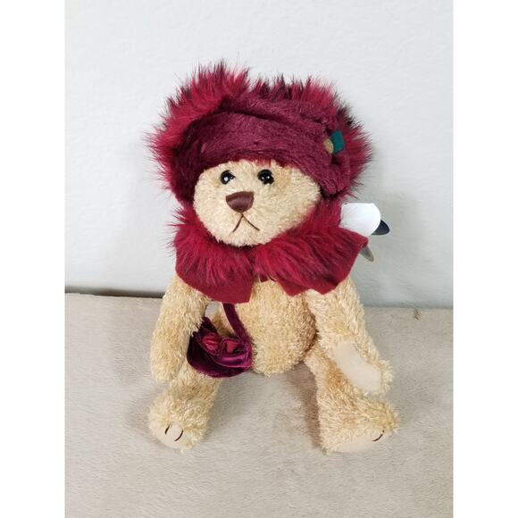 Ruby Brass Button Bears Teddy Bear 2004 Handcrafted 13" The Bear of Happiness - Picture 1 of 13
